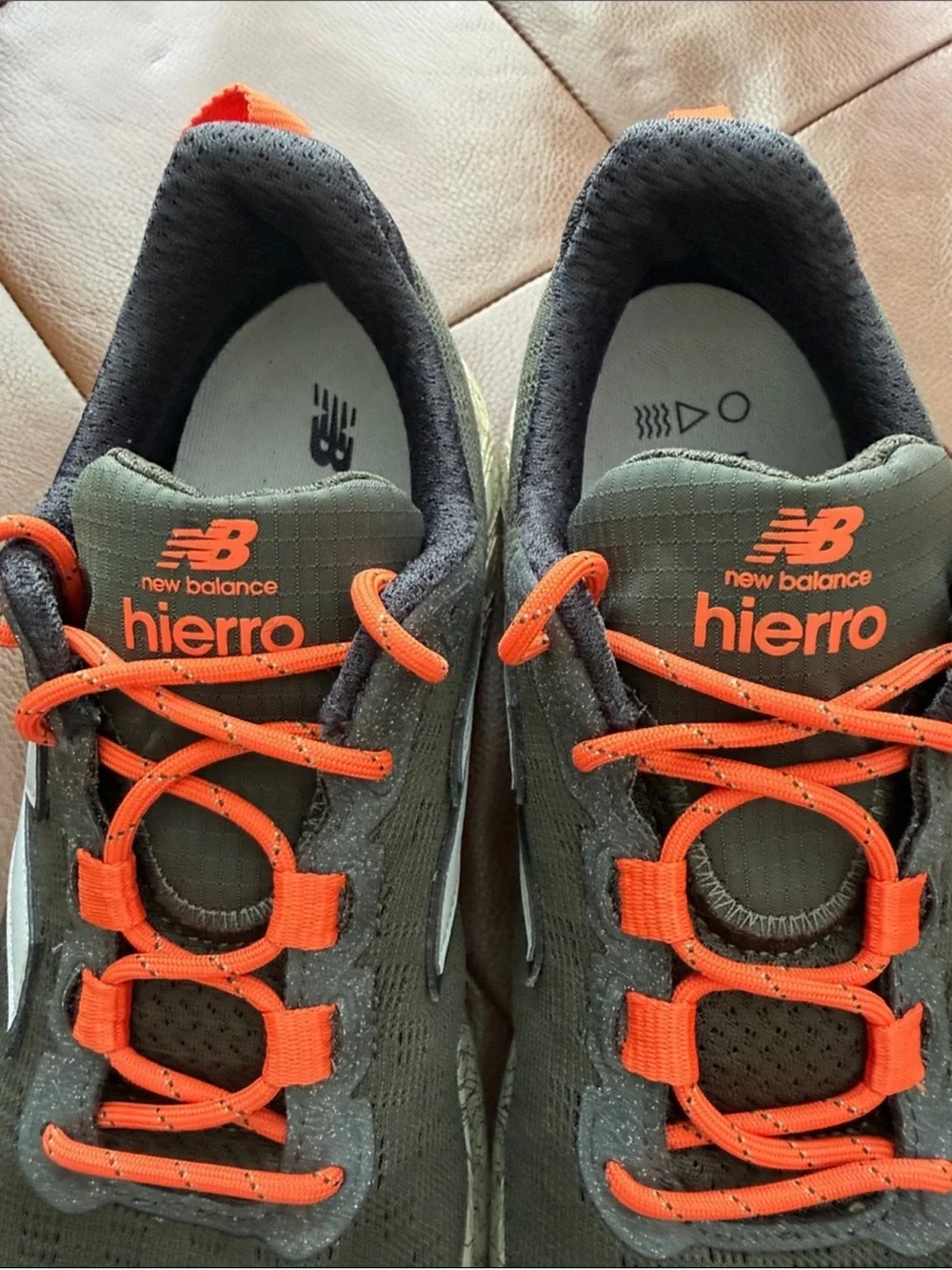 New Balance Fresh Foam X Hierro Trail Running Shoes Gray Orange Vibram 12 EUC